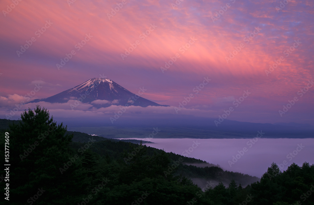 二十曲峠朝焼け富士山