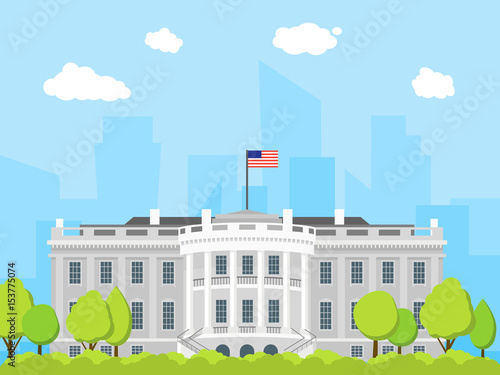 Cartoon White House Building. Vector