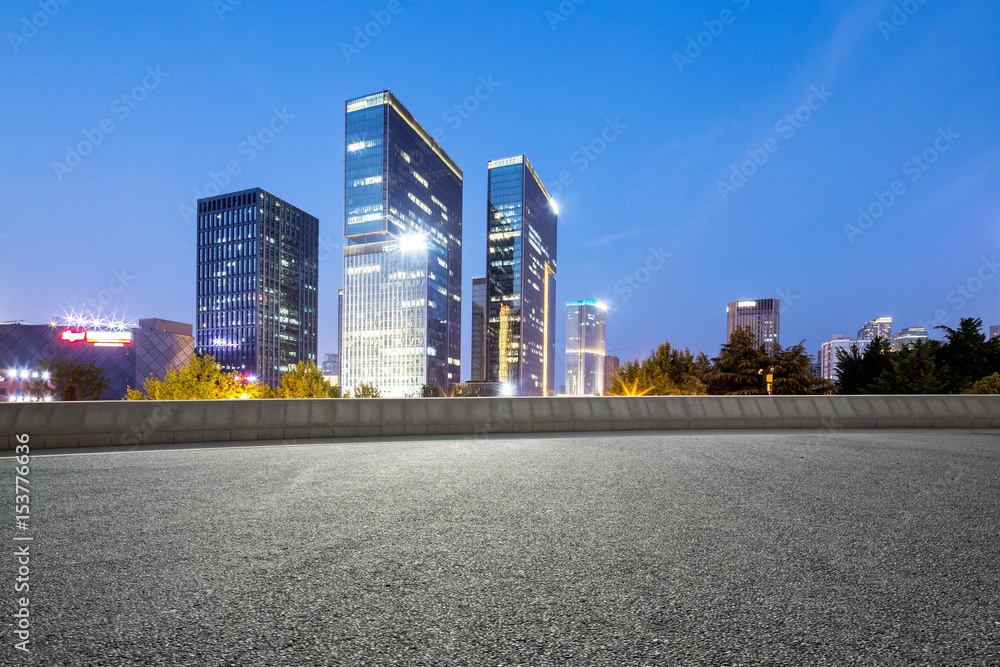 empty road with modern buildings