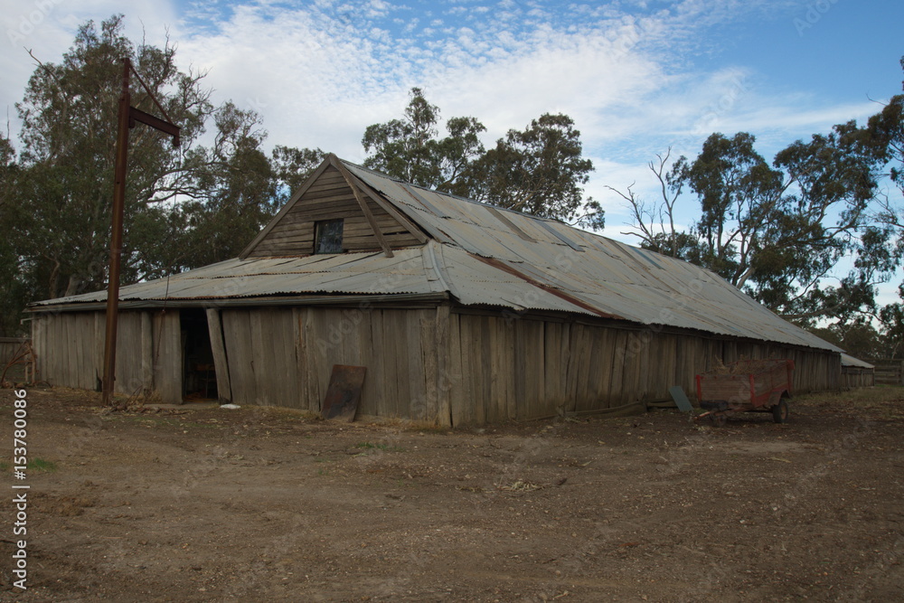 Tottington Woolshed near St. Arnaud, Vic. - A classic example of a Redgum slab woolshed.
