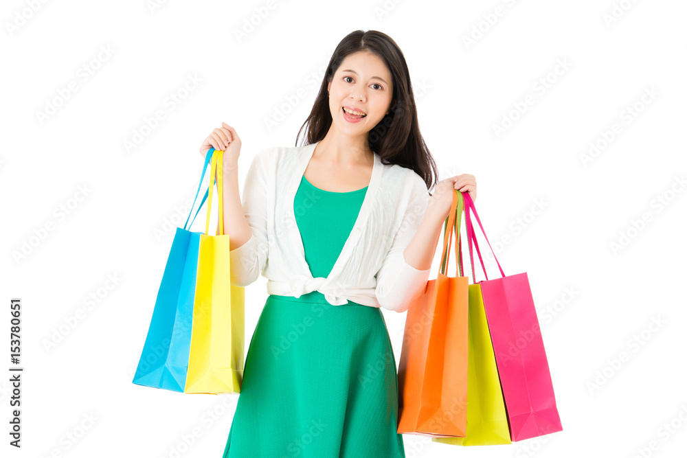 shopping woman happy smiling holding bags