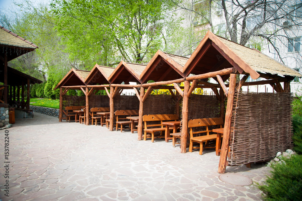 Cafe, old Russian style terrace. Cafe, old Russian style terrace.