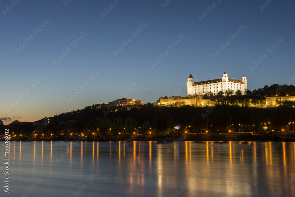 A panoramic view of the castle by night A panoramic view of the castle by night