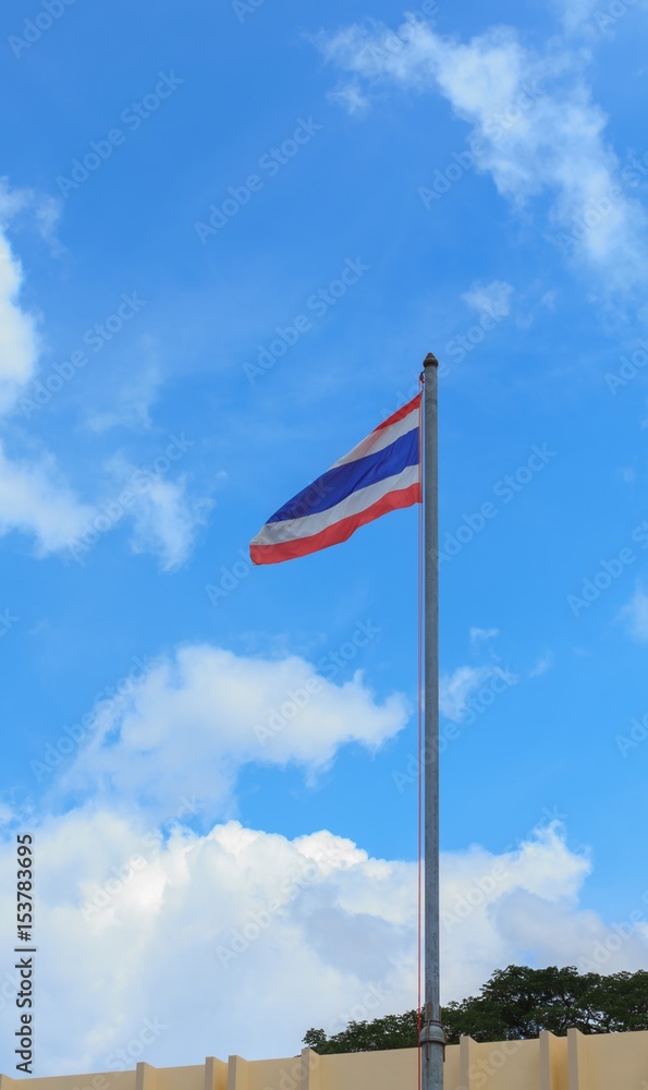 Thai flag with the wind.