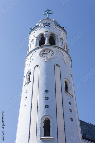 The bell tower on Saint Elisabeth church, also called Blue church in Bratislava