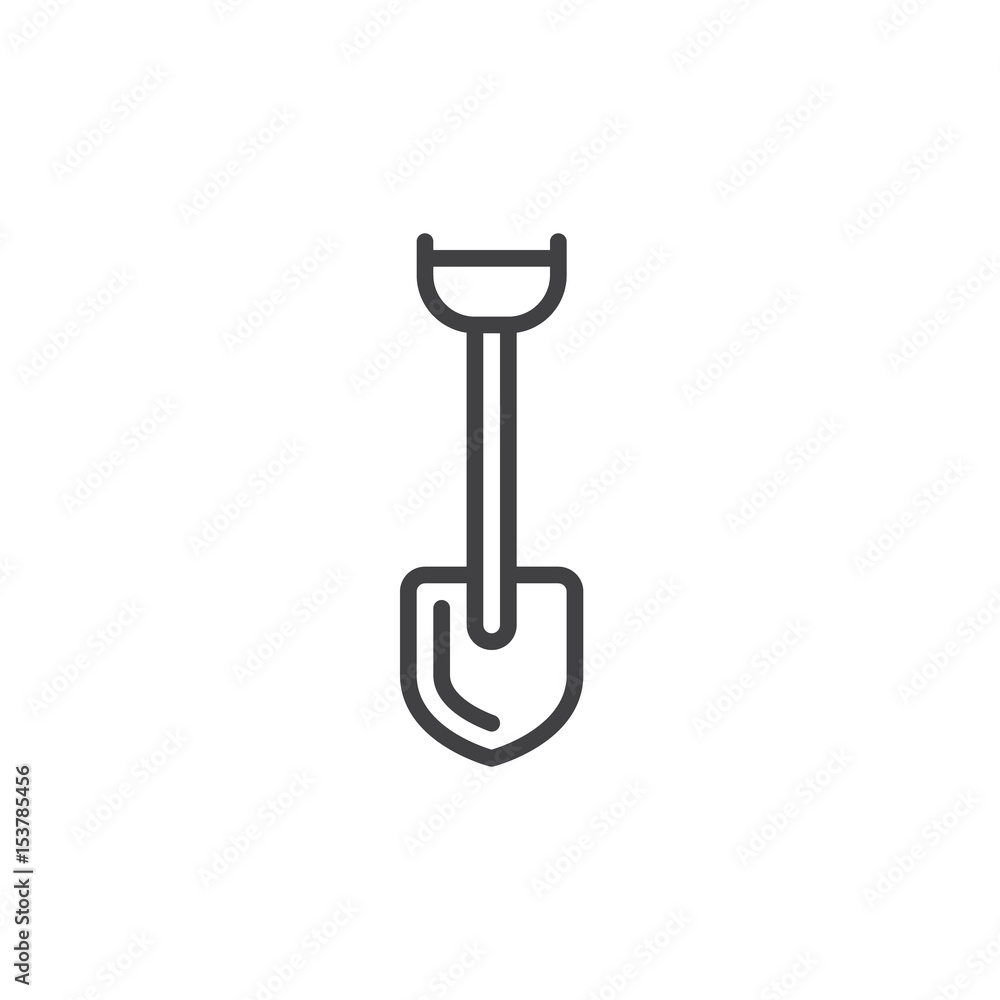 Shovel line icon, outline vector sign, linear style pictogram isolated on white. Symbol, logo illustration. Editable stroke. Pixel perfect Shovel line icon, outline vector sign, linear style pictogram isolated on white. Symbol, logo illustration. Editable stroke. Pixel perfect