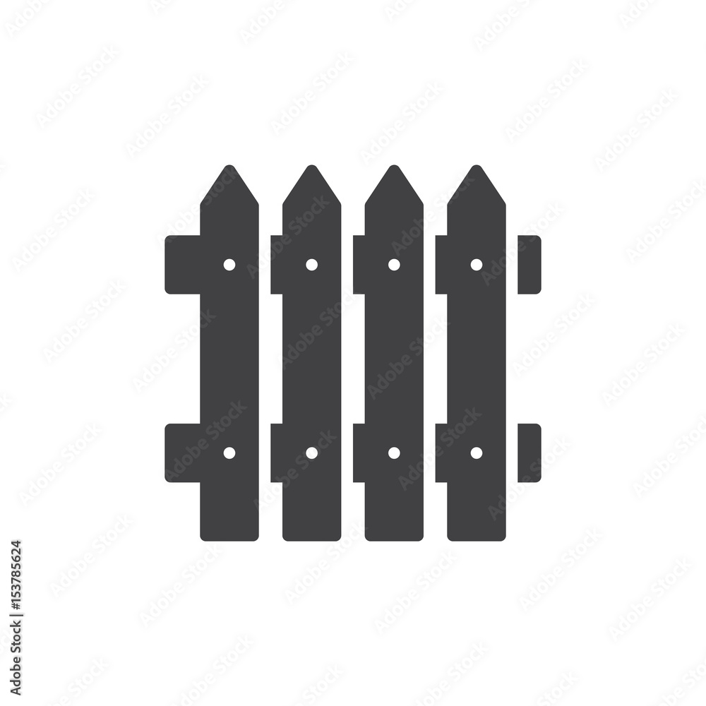 Plank fence icon vector, filled flat sign, solid pictogram isolated on white. Symbol, logo illustration. Pixel perfect Plank fence icon vector, filled flat sign, solid pictogram isolated on white. Symbol, logo illustration. Pixel perfect
