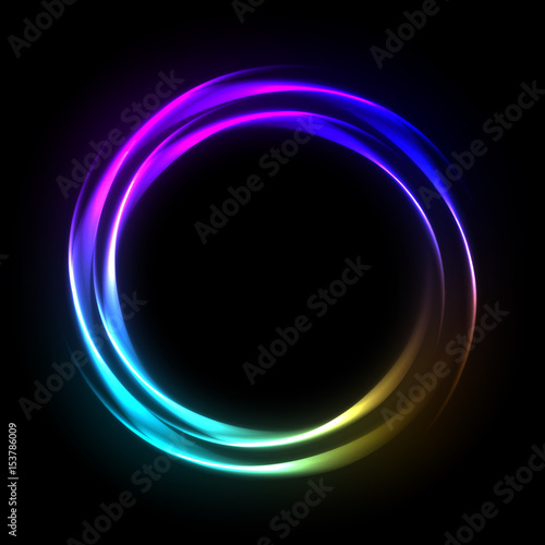 Colorful neon frame on a dark background, abstract illustration.