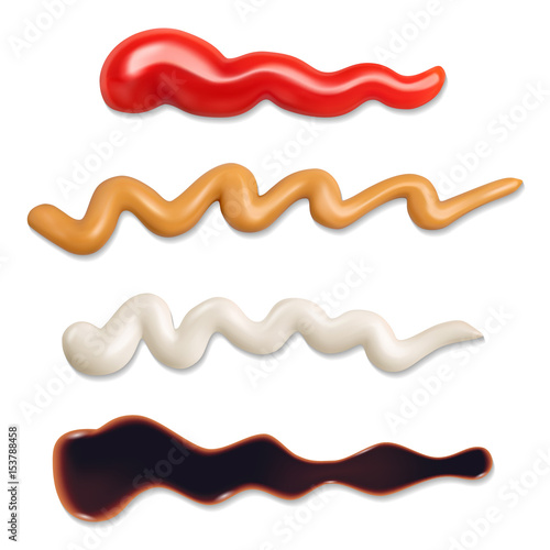 different sauces isolated on a white background