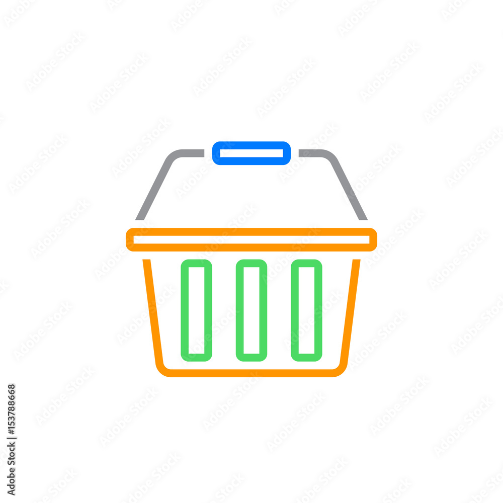 Shopping basket line icon, outline vector logo illustration, linear pictogram isolated on white Shopping basket line icon, outline vector logo illustration, linear pictogram isolated on white