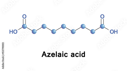Azelaic acid is organic compound. It is found in wheat, rye, and barley. It is precursor to diverse industrial products including polymers, plasticizers, and component of hair and skin conditioners