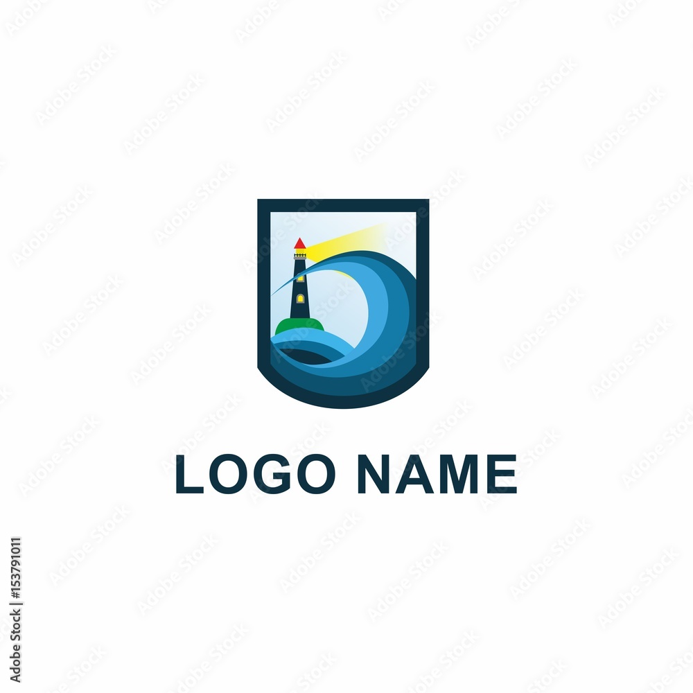 Abstract business logo with beacon in a frame Abstract business logo with beacon in a frame