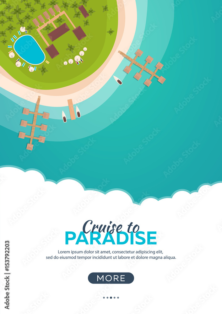Summer travel banner. Sea travel. Summer time. Hello Summer. Cruise to paradise. Beach, sea and ship. Summer travel banner. Sea travel. Summer time. Hello Summer. Cruise to paradise. Beach, sea and ship.
