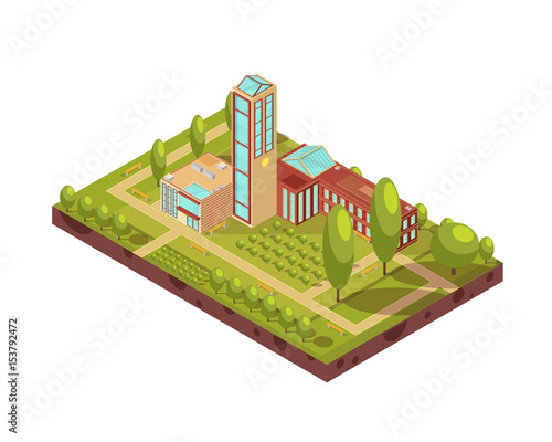 Modern University Building Isometric Layout