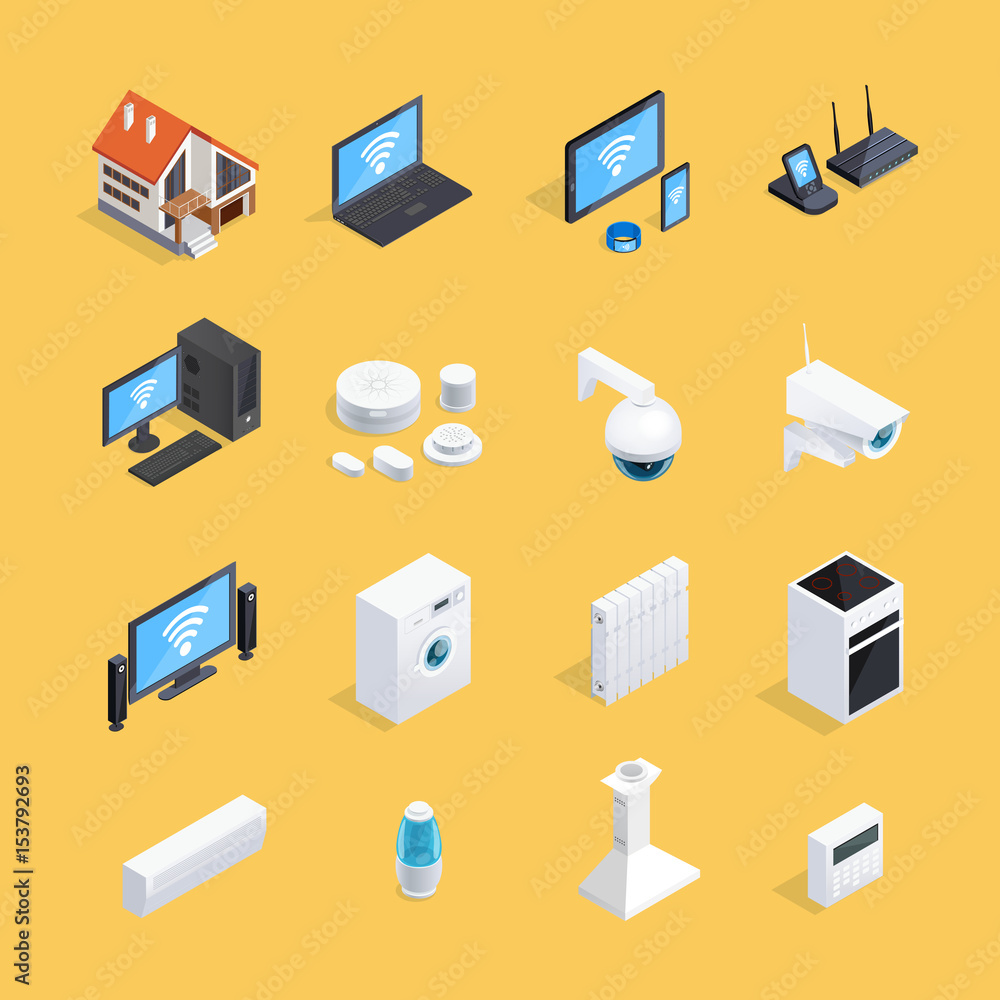 Smart Home Isometric Icons Set Smart Home Isometric Icons Set