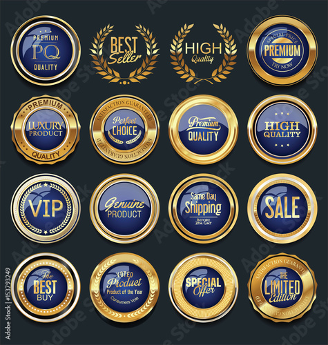 Sale retro vintage golden badges and labels