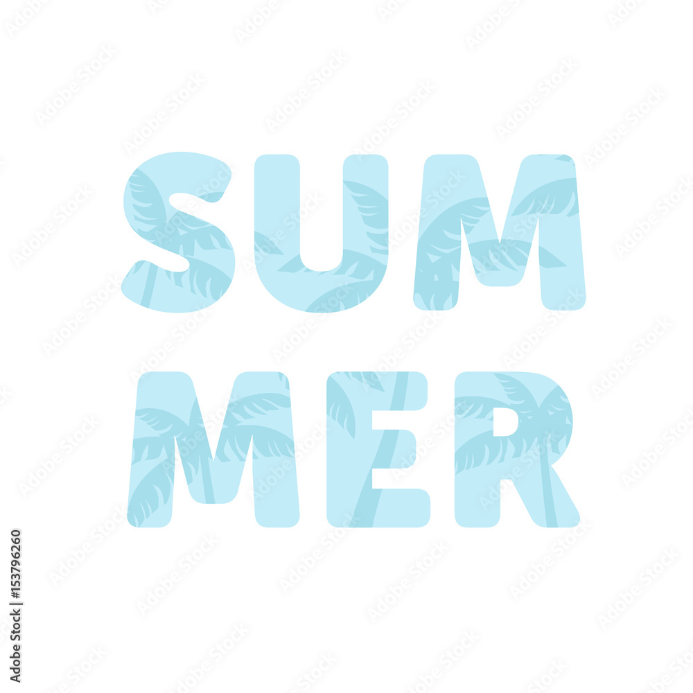 Summer poster with palm trees on background