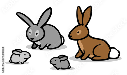 Hase und Kaninchen mit Nachwuchs