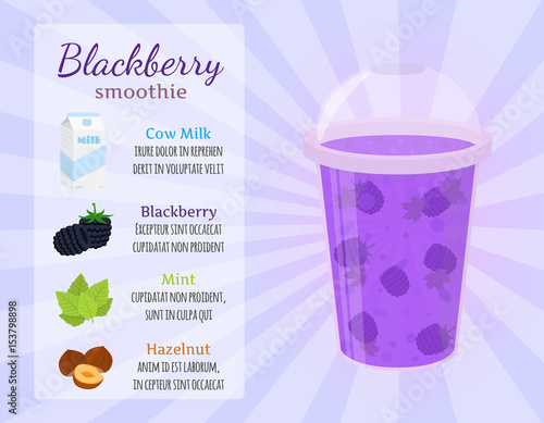 957907 Smoothie recipe - blackberries, detox, milk, healthy drinks. Blackberry, peanut, hazelnut