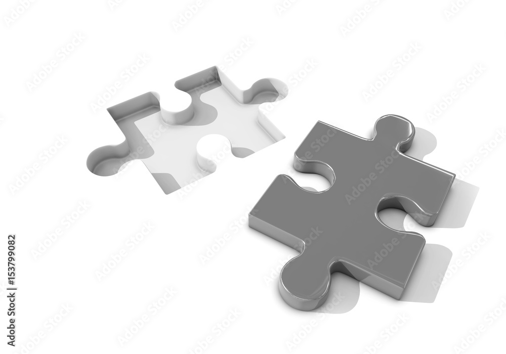 Concept of problem and solution with puzzle part, 3d rendering Concept of problem and solution with puzzle part, 3d rendering