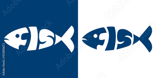 Logotipo FISH azul y blanco