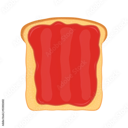 Fried bread, toast with strawberry jam. Jelly paste. Flat style.