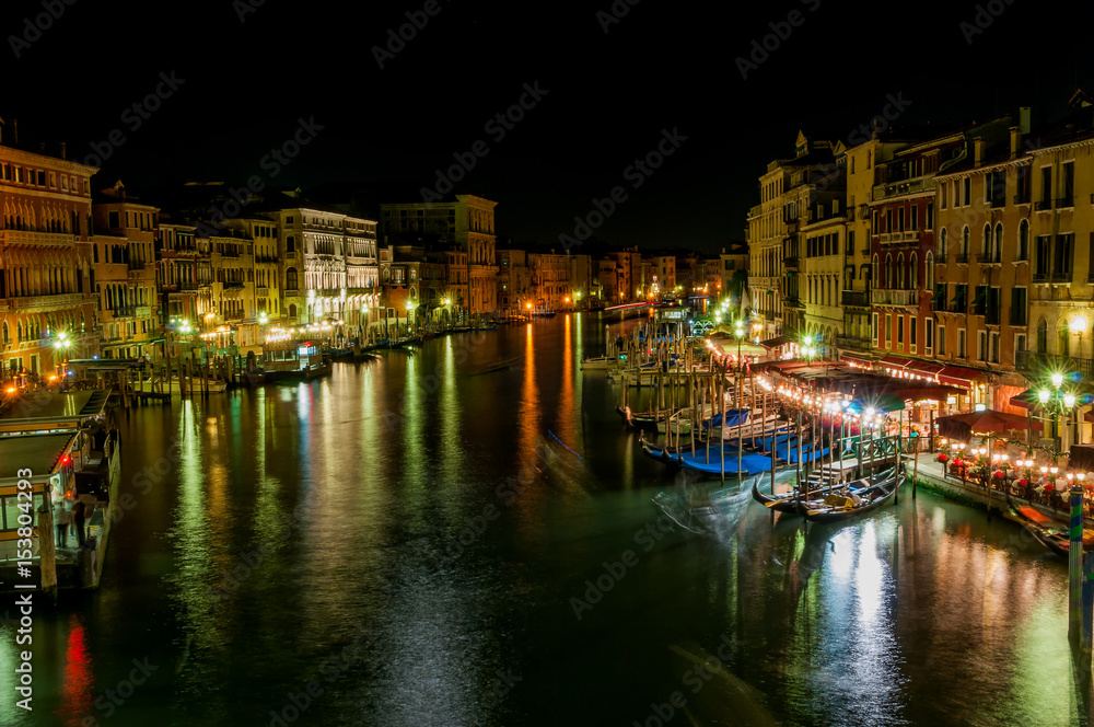 Night view of Grand canal, Venice , Italy.