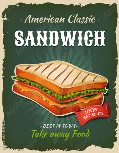 Retro Fast Food Sandwich Poster