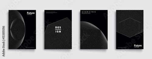 Minimal dark covers set. Future geometric design. Abstract 3d meshes. Eps10 vector.
