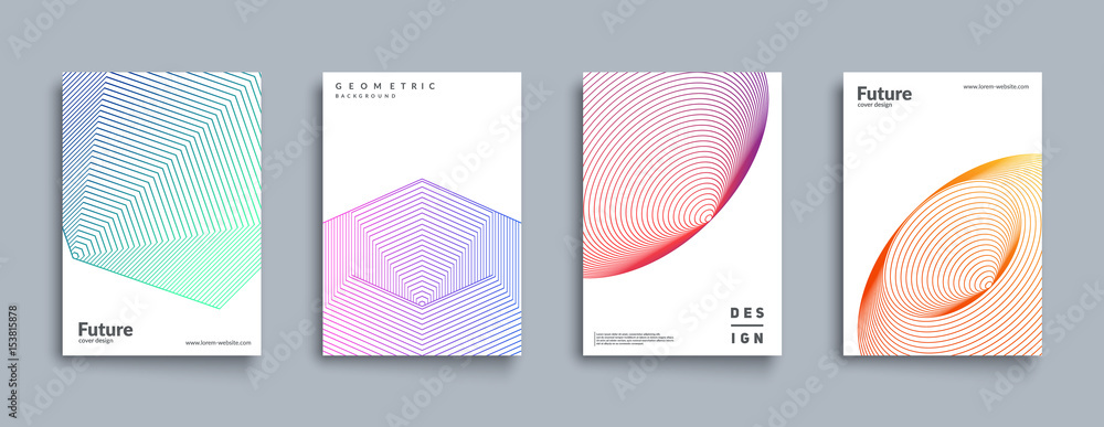 Minimal covers set. Future geometric design. Abstract 3d meshes. Eps10 vector. - obrazy, fototapety, plakaty 