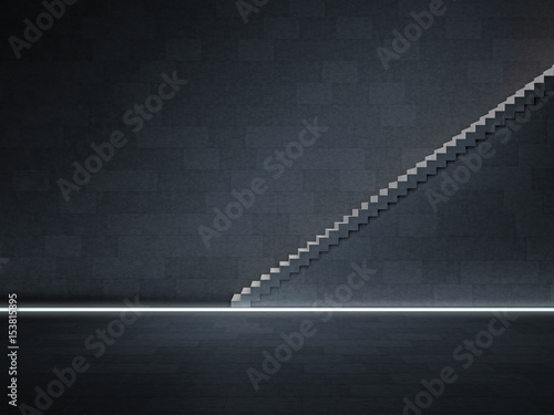 A minimalistic staircase in a dark space