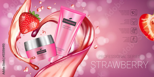 Honey skin care series ads. Vector Illustration with honey smoothing cream tube and container