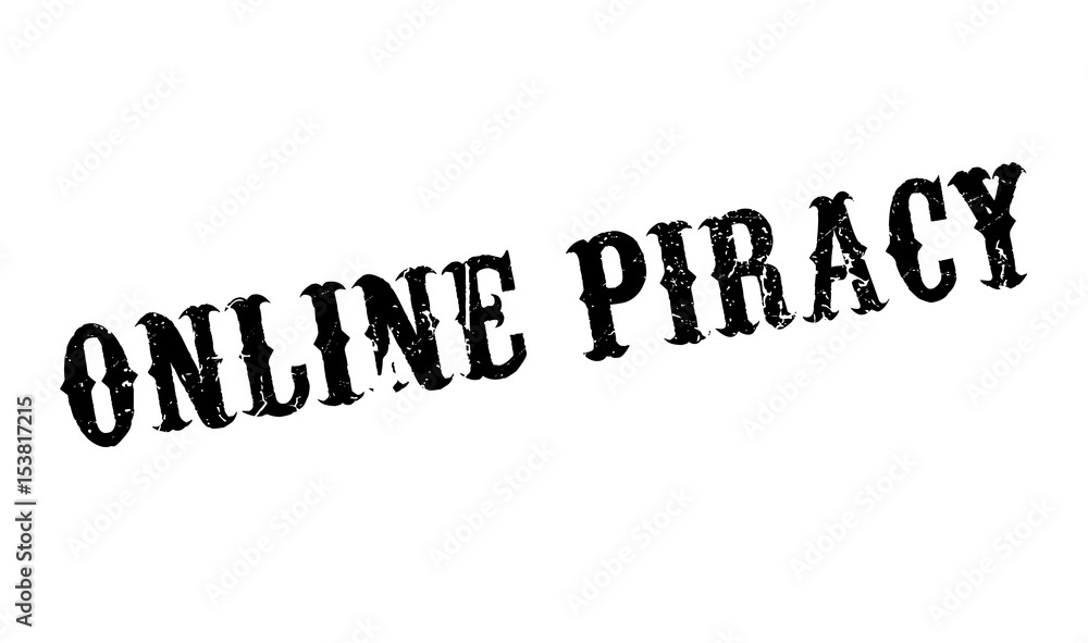 Online Piracy rubber stamp. Grunge design with dust scratches. Effects can be easily removed for a clean, crisp look. Color is easily changed.
