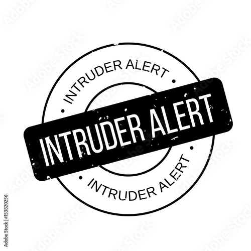Intruder Alert rubber stamp. Grunge design with dust scratches. Effects can be easily removed for a clean, crisp look. Color is easily changed.