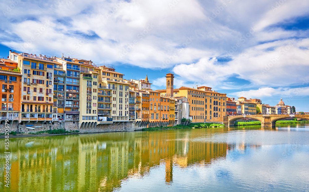 Florence / Firenze Italy Cityscape River Reflection.