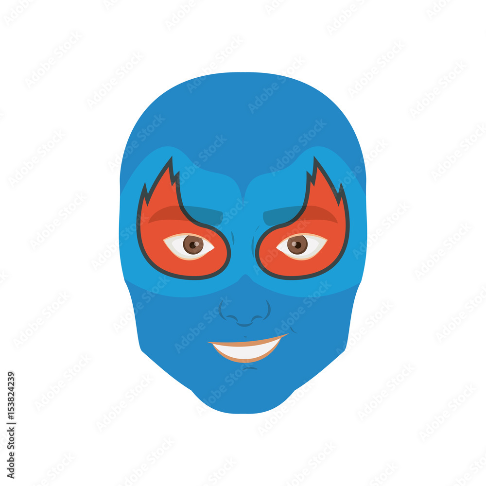 colorful silhouette with man superhero masked with mask shape of flame around the eyes and without contour vector illustration