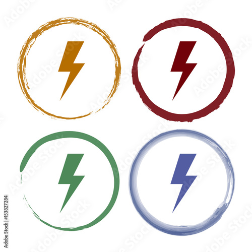 Pinselstrich Icon Set - Blitz - Energie