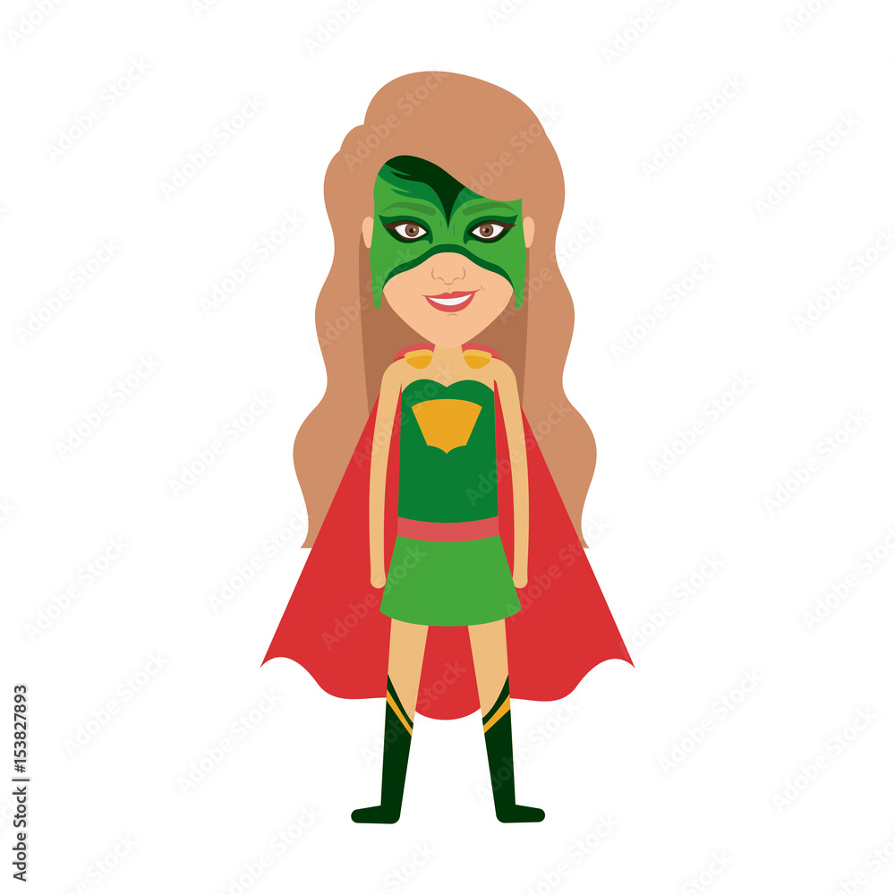 colorful silhouette with standing girl superhero with long hair and without contour vector illustration colorful silhouette with standing girl superhero with long hair and without contour vector illustration