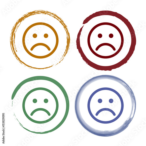 Pinselstrich Icon Set - Smiley unglücklich