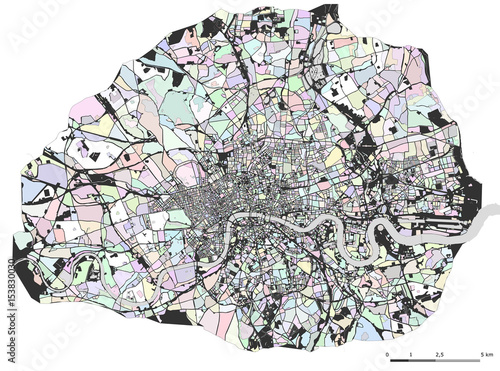 vector multicolor map of the city of London, Great Britain