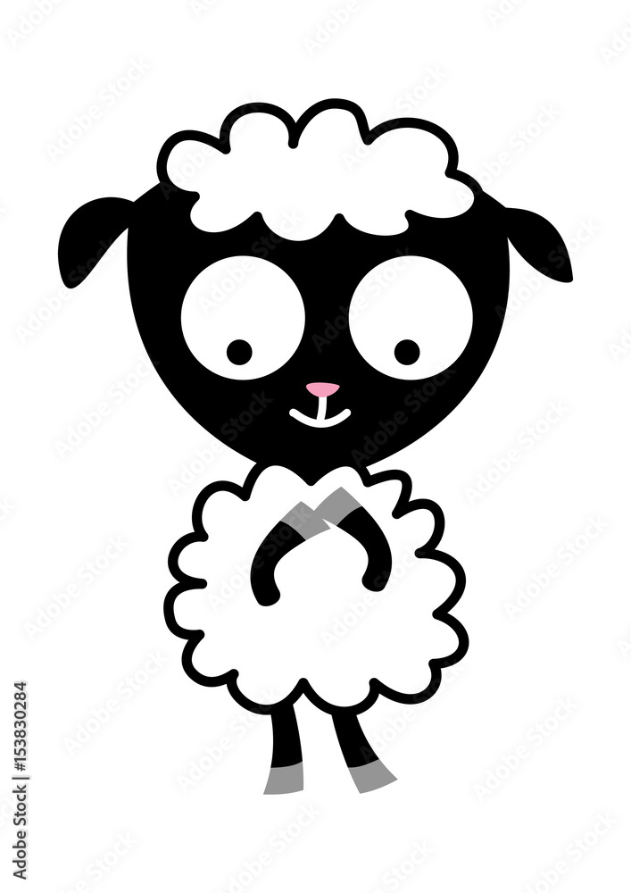 contented baby sheep in cartoon contented baby sheep in cartoon