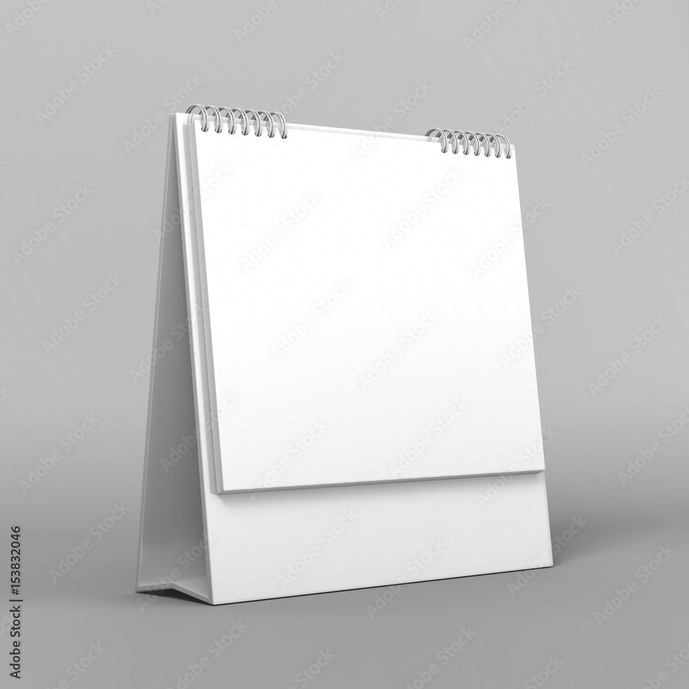 Blank desk top calendar isolated on white background for mock up and print designs. 3d render illustration. Blank desk top calendar isolated on white background for mock up and print designs. 3d render illustration.