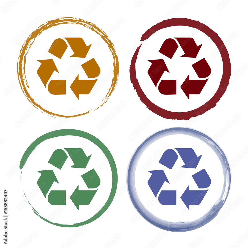 Pinselstrich Icon Set - Recycling - Wiederverwertung Pinselstrich Icon Set - Recycling - Wiederverwertung