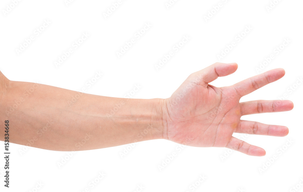 Man hand isolated on white background, clipping path