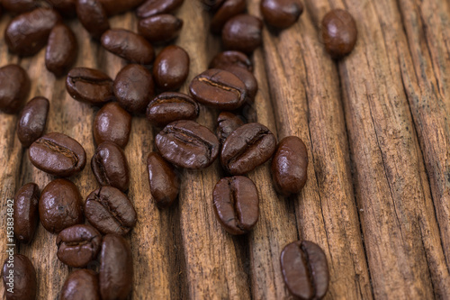 Roasted coffee bean on wood background