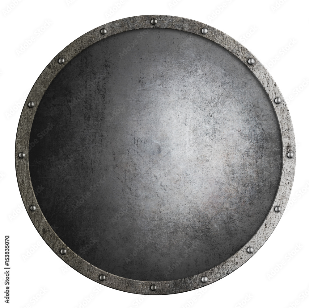 medieval round shield isolated 3d illustration - obrazy, fototapety, plakaty 