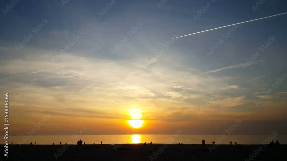 Sunset at Dutch coastline, Katwijk at sea Sunset at Dutch coastline, Katwijk at sea