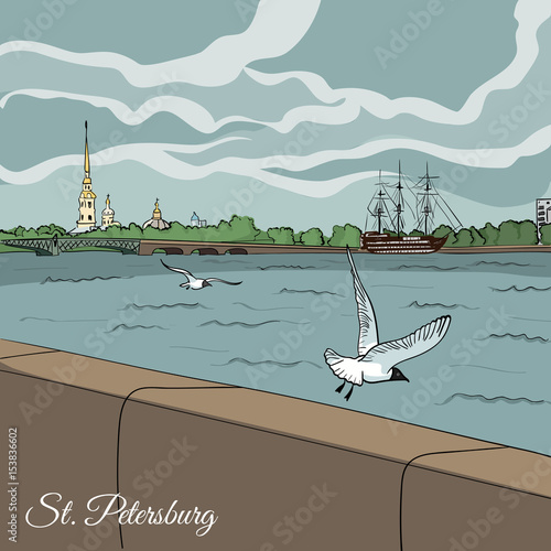 View of the Neva from the Kutuzovskaya embankment