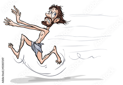 Running biblical cartoon character.