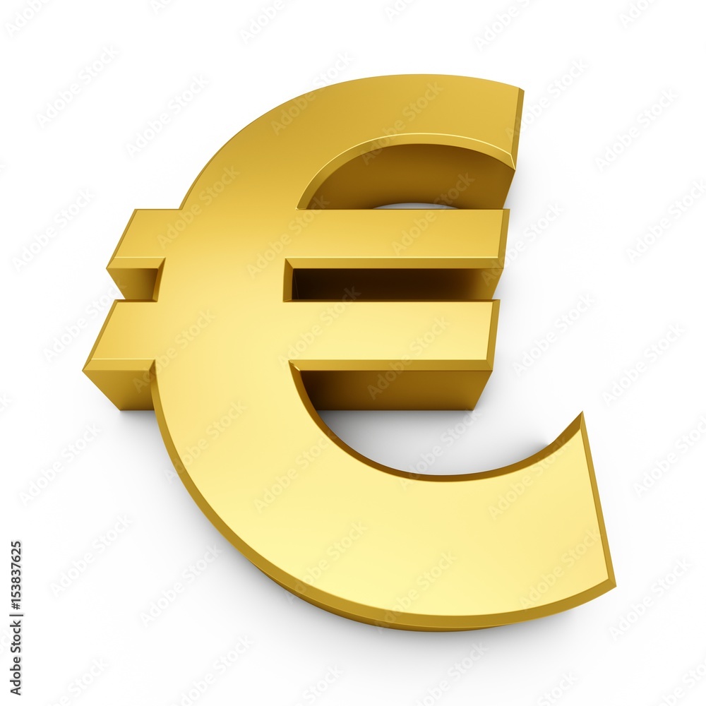 Fototapeta premium 3D Rendering golden Euro Sign isolated on white background